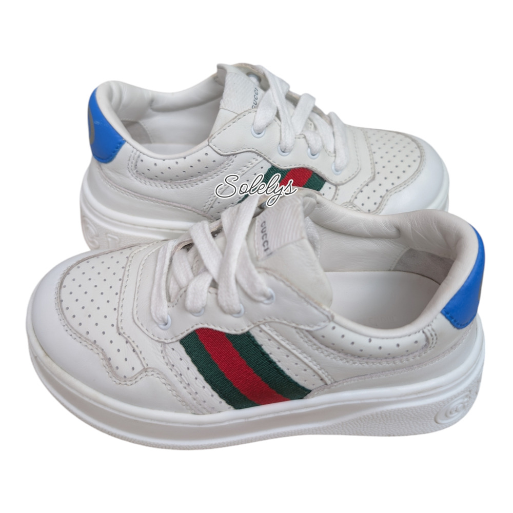 Gucci Kids Chunky GG Logo Leather Web White Blue Sneaker Toddler EU 25 US 9 - Picture 10 of 10